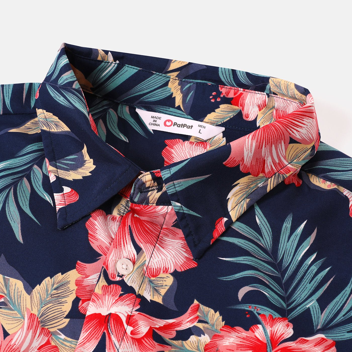 Family Matching Allover Floral Print Halterneck Dresses and Short-sleeve Shirts Sets - 20644460