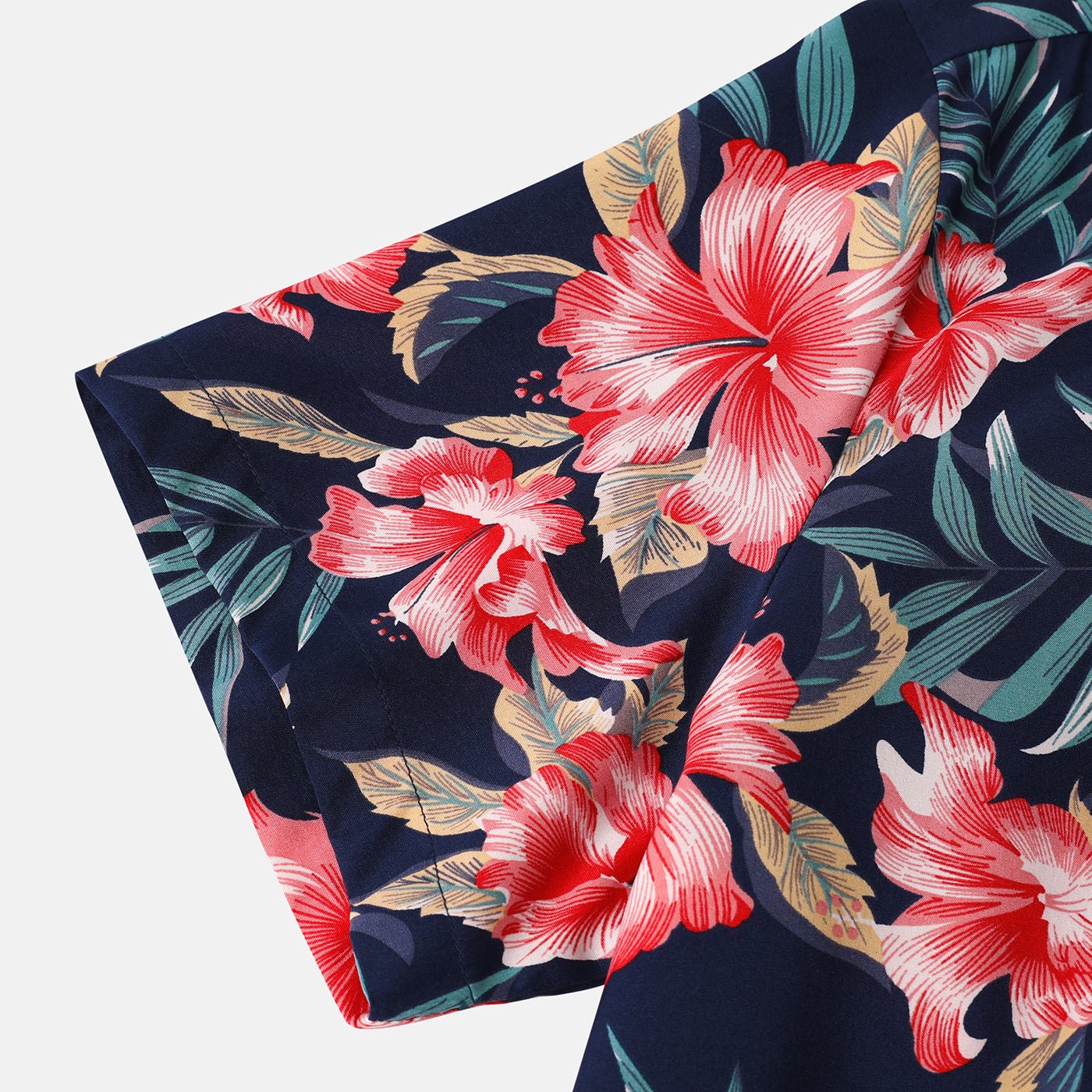 Family Matching Allover Floral Print Halterneck Dresses and Short-sleeve Shirts Sets - 20644460