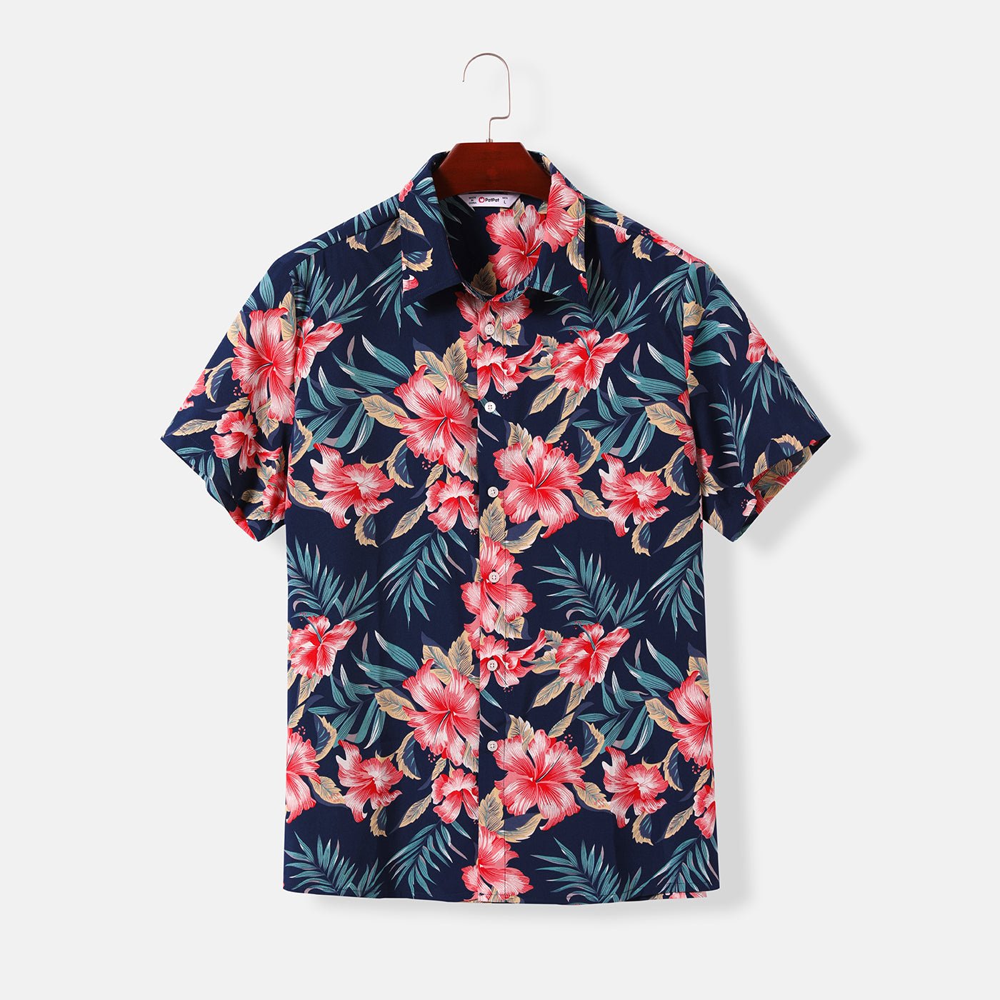 Family Matching Allover Floral Print Halterneck Dresses and Short-sleeve Shirts Sets - 20644460