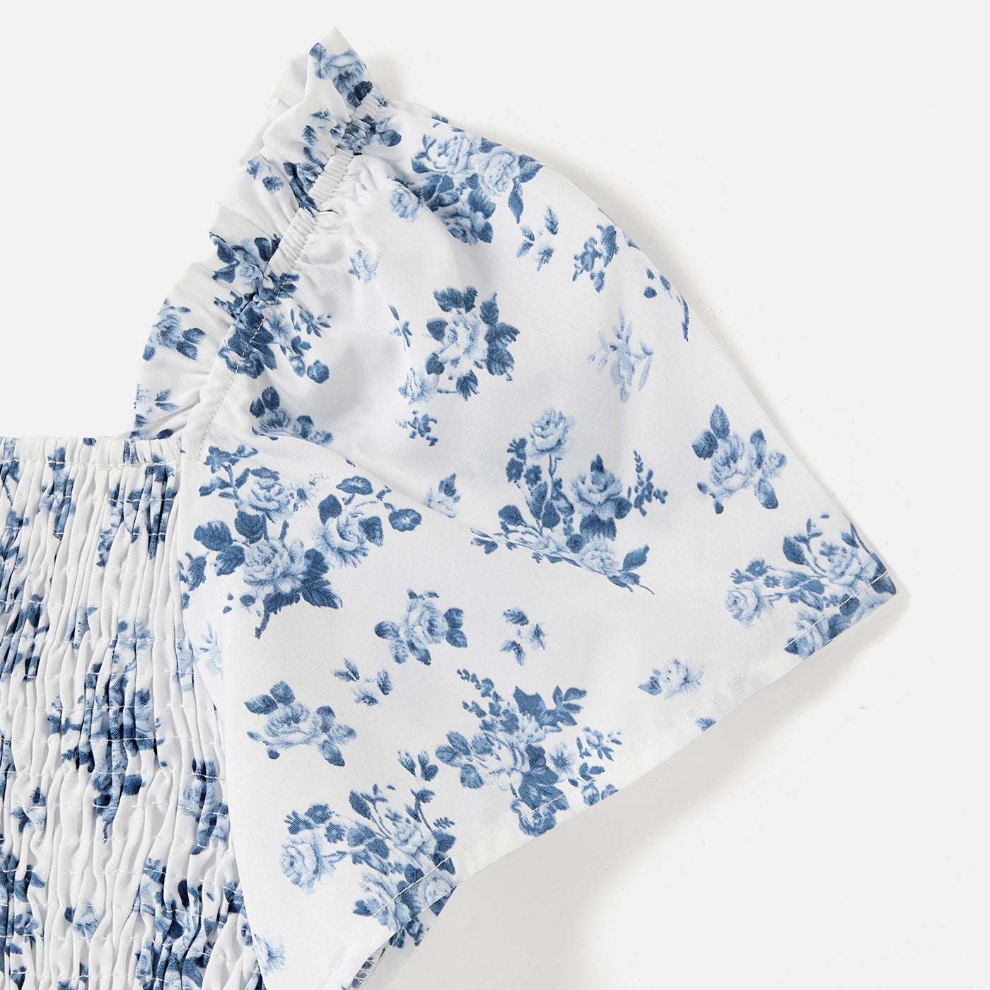 Family Matching Allover Floral Print Shirred Tiered Dresses and Short-sleeve Colorblock T-shirts Sets - 20578511