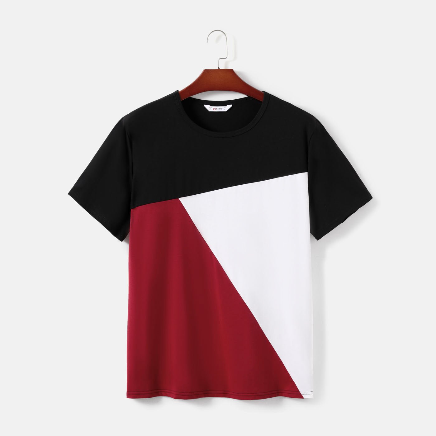 Family Matching Allover Geo Print Halter Belted Dresses and Short-sleeve Colorblock T-shirts Sets - 20554428