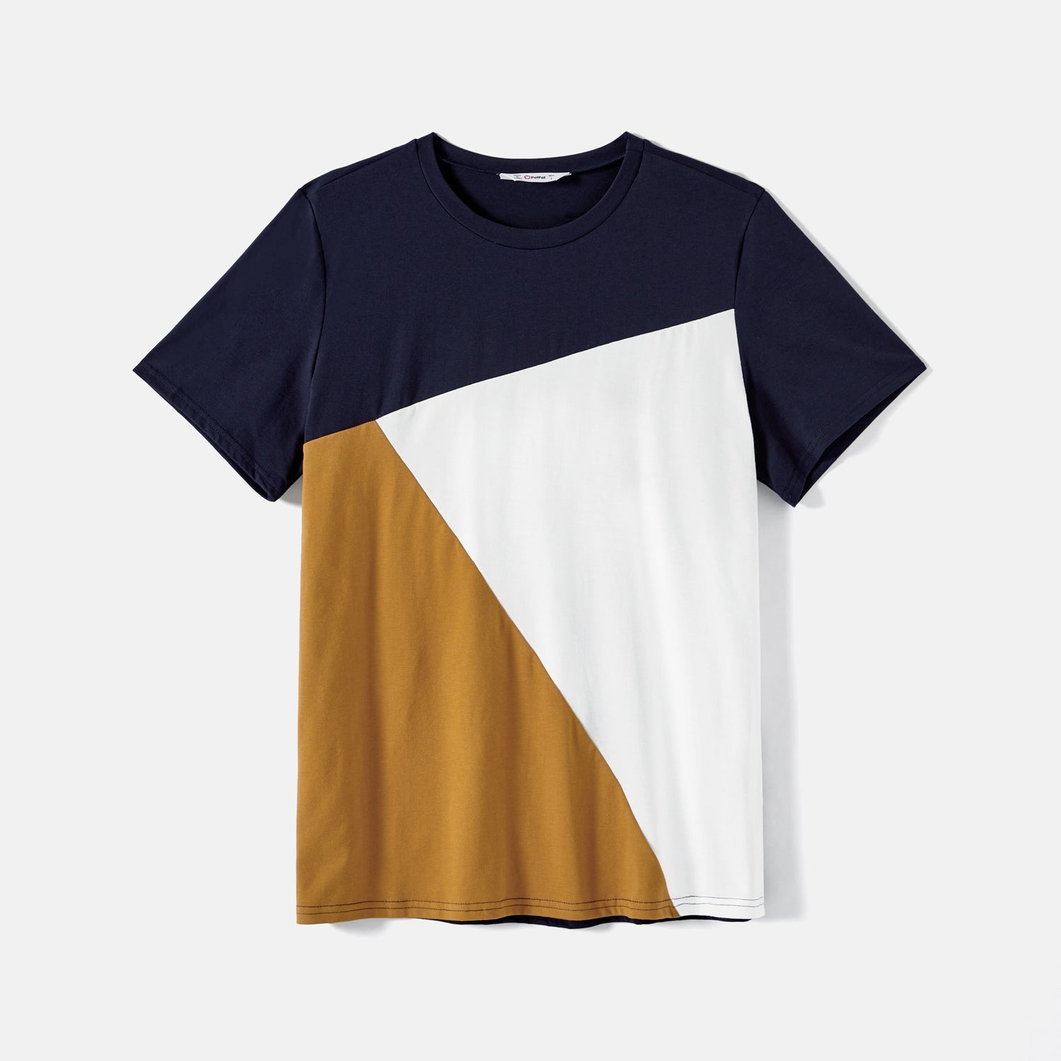 Family Matching Allover Geo Print Halter Belted Midi Dresses and Short-sleeve Colorblock T-shirts Sets - 20583205