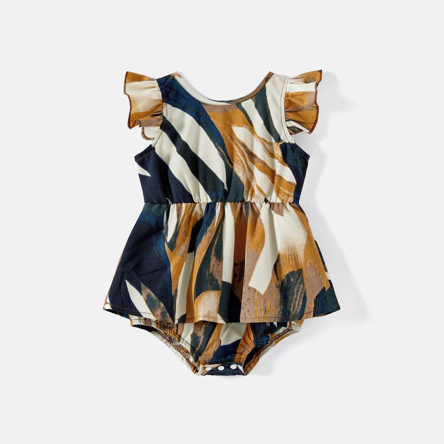 Family Matching Allover Geo Print Halter Belted Midi Dresses and Short-sleeve Colorblock T-shirts Sets - 20583205