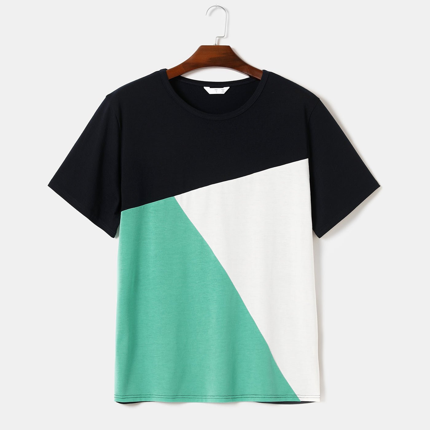 Family Matching Allover Geo Print Halter Neck Belted Dresses and Colorblock Short-sleeve T-shirts Sets - 20436136