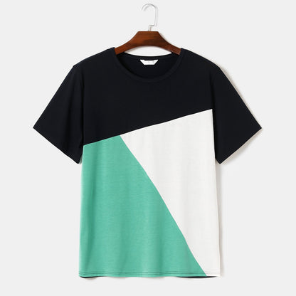 Family Matching Allover Geo Print Halter Neck Belted Dresses and Colorblock Short-sleeve T-shirts Sets - 20436136