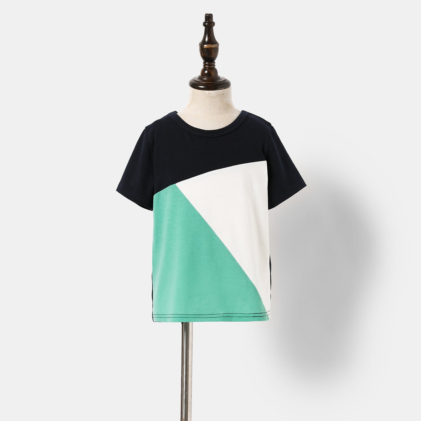 Family Matching Allover Geo Print Halter Neck Belted Dresses and Colorblock Short-sleeve T-shirts Sets - 20436136