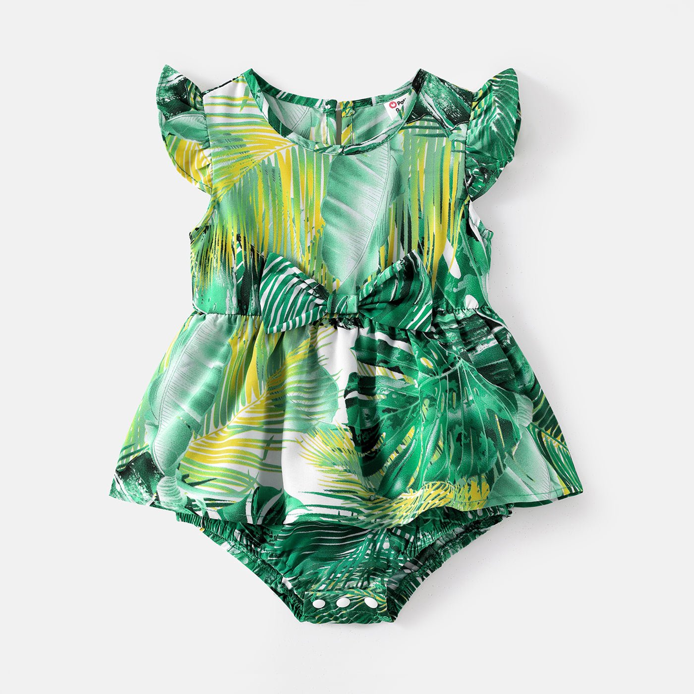 Family Matching Allover Green Plant Print Belted Cami Dresses and Short-sleeve Colorblock T-shirts Sets - 20581628