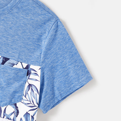 Family Matching Allover Leaf Print Naia? Cami Dresses and Short-sleeve Colorblock T-shirts Sets - 20568480