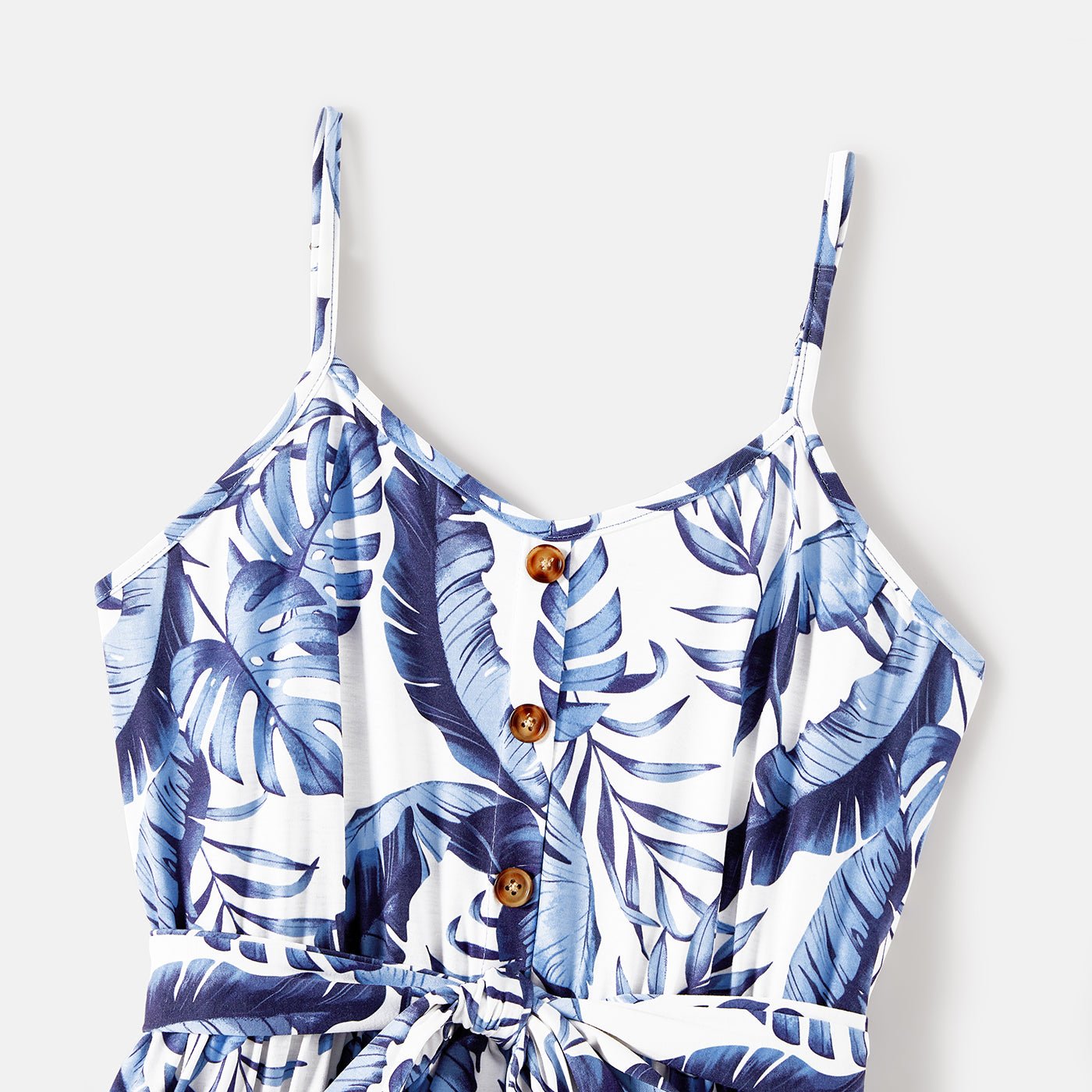 Family Matching Allover Leaf Print Naia? Cami Dresses and Short-sleeve Colorblock T-shirts Sets - 20568480