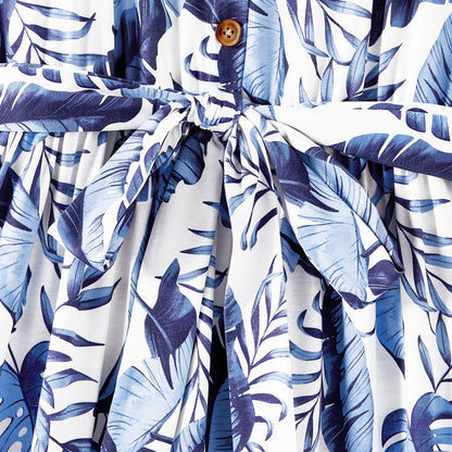 Family Matching Allover Leaf Print Naia? Cami Dresses and Short-sleeve Colorblock T-shirts Sets - 20568480