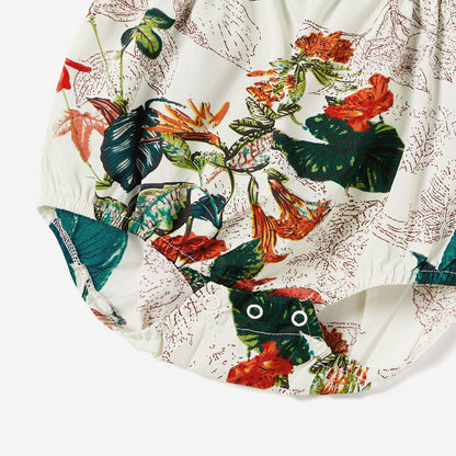 Family Matching Allover Plant Floral Print Dresses and Short-sleeve Shirts Sets - 20642447
