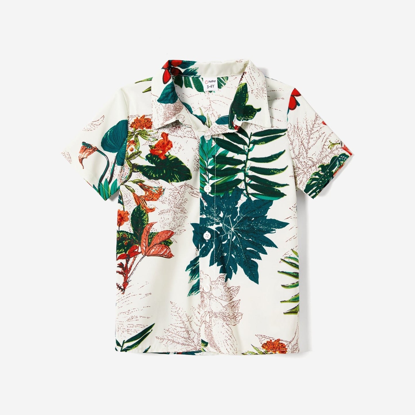 Family Matching Allover Plant Floral Print Dresses and Short-sleeve Shirts Sets - 20642447
