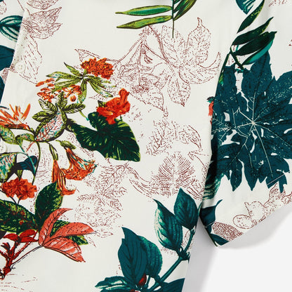 Family Matching Allover Plant Floral Print Dresses and Short-sleeve Shirts Sets - 20642447