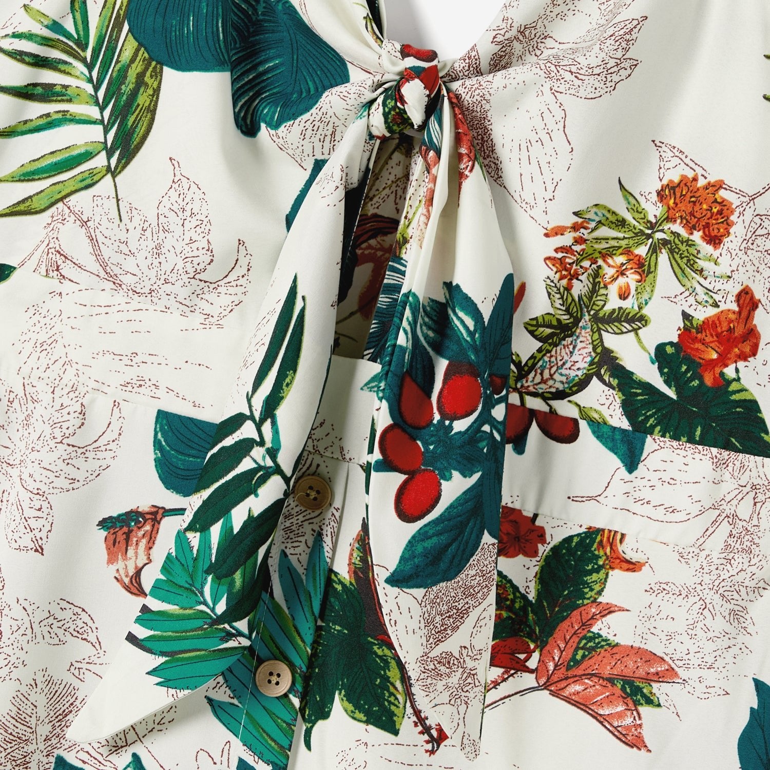 Family Matching Allover Plant Floral Print Dresses and Short-sleeve Shirts Sets - 20642447