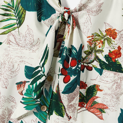 Family Matching Allover Plant Floral Print Dresses and Short-sleeve Shirts Sets - 20642447