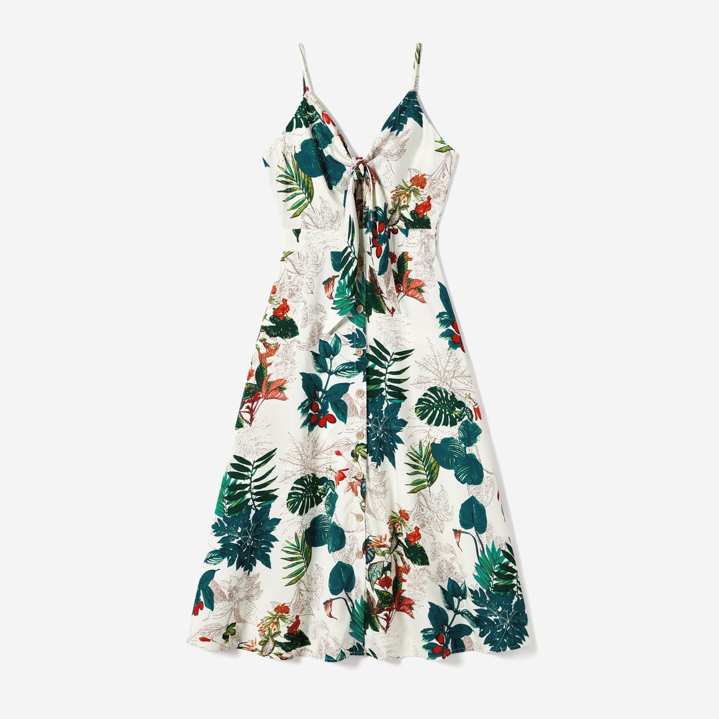Family Matching Allover Plant Floral Print Dresses and Short-sleeve Shirts Sets - 20642447