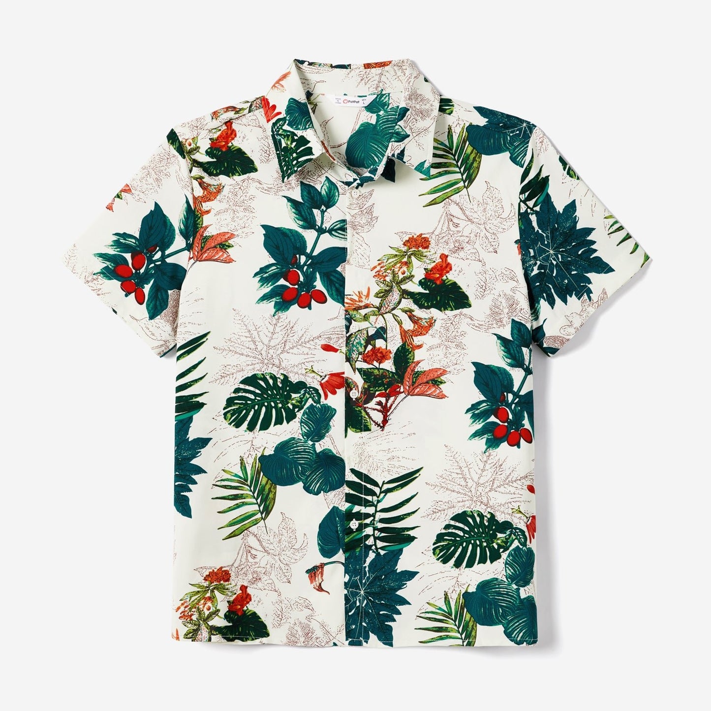 Family Matching Allover Plant Floral Print Dresses and Short-sleeve Shirts Sets - 20642447