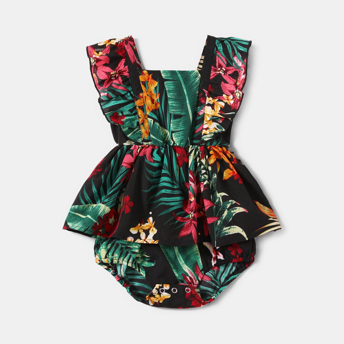 Family Matching Allover Plant Floral Print Halterneck Dresses and Short-sleeve Shirts Sets - 20648036