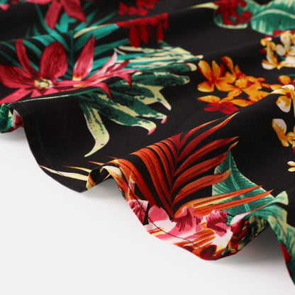 Family Matching Allover Plant Floral Print Halterneck Dresses and Short-sleeve Shirts Sets - 20648036