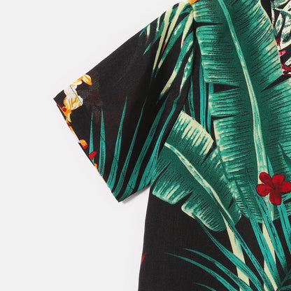Family Matching Allover Plant Floral Print Halterneck Dresses and Short-sleeve Shirts Sets - 20648036