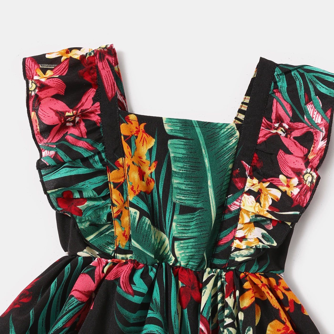 Family Matching Allover Plant Floral Print Halterneck Dresses and Short-sleeve Shirts Sets - 20648036