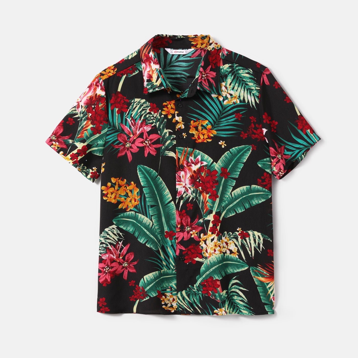 Family Matching Allover Plant Floral Print Halterneck Dresses and Short-sleeve Shirts Sets - 20648036