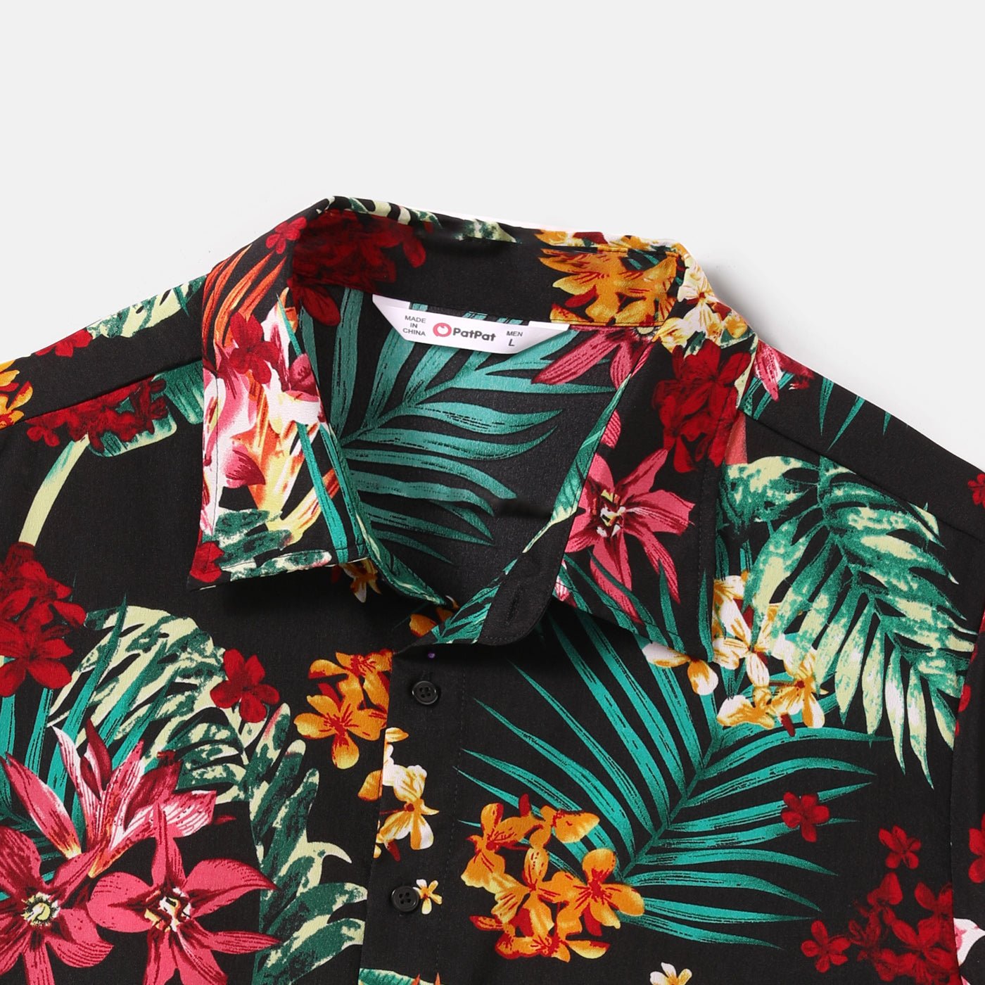 Family Matching Allover Plant Floral Print Halterneck Dresses and Short-sleeve Shirts Sets - 20648036