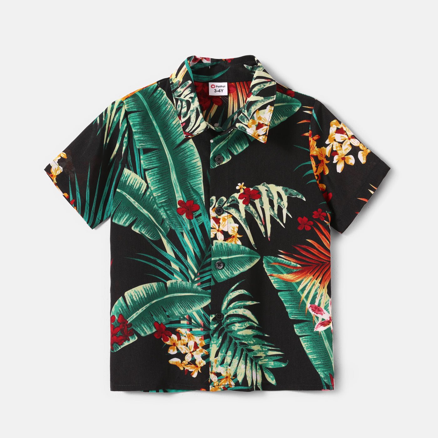 Family Matching Allover Plant Floral Print Halterneck Dresses and Short-sleeve Shirts Sets - 20648036