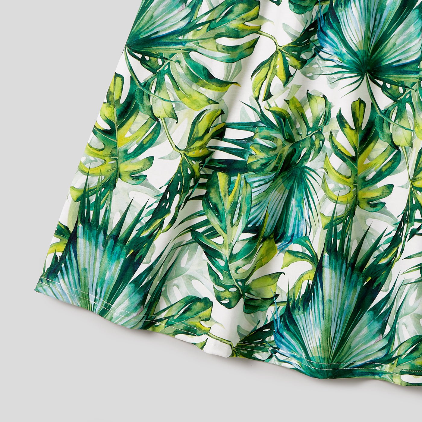 Family Matching Allover Plant Print Belted Tank Dresses and Short-sleeve T-shirts Sets - 20656107