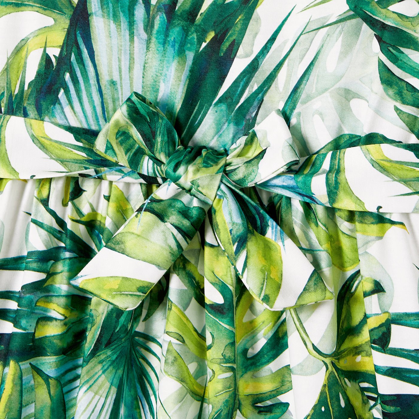 Family Matching Allover Plant Print Belted Tank Dresses and Short-sleeve T-shirts Sets - 20656107