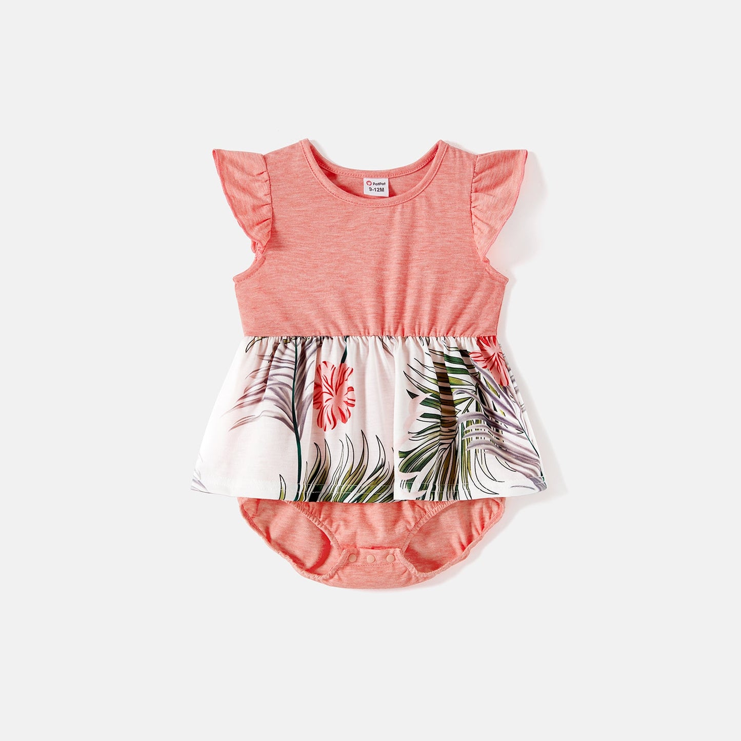 Family Matching Allover Plant Print Cami Dresses and Short-sleeve Colorblock Spliced T-shirts Sets - 20581442