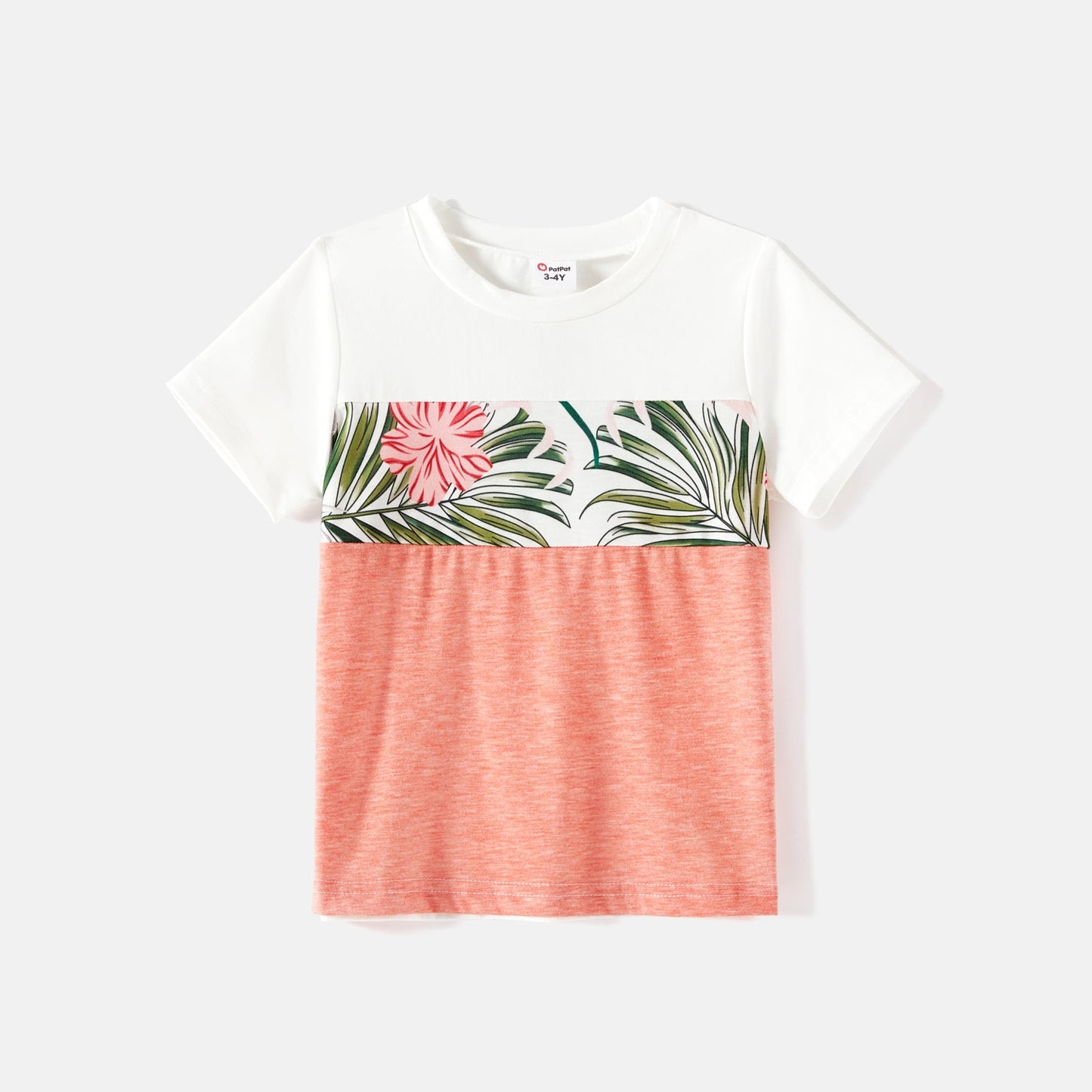 Family Matching Allover Plant Print Cami Dresses and Short-sleeve Colorblock Spliced T-shirts Sets - 20581442