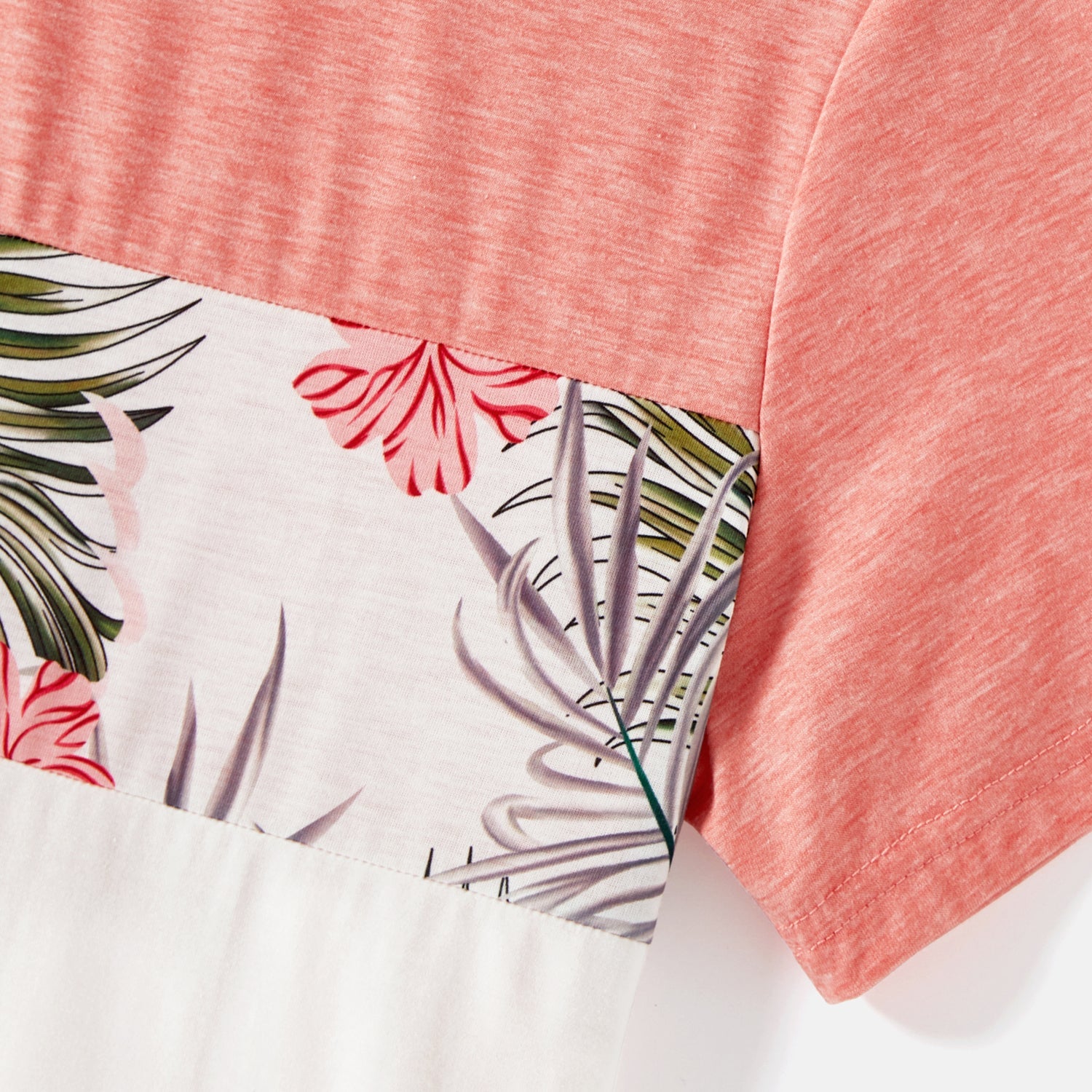 Family Matching Allover Plant Print Cami Dresses and Short-sleeve Colorblock Spliced T-shirts Sets - 20581442