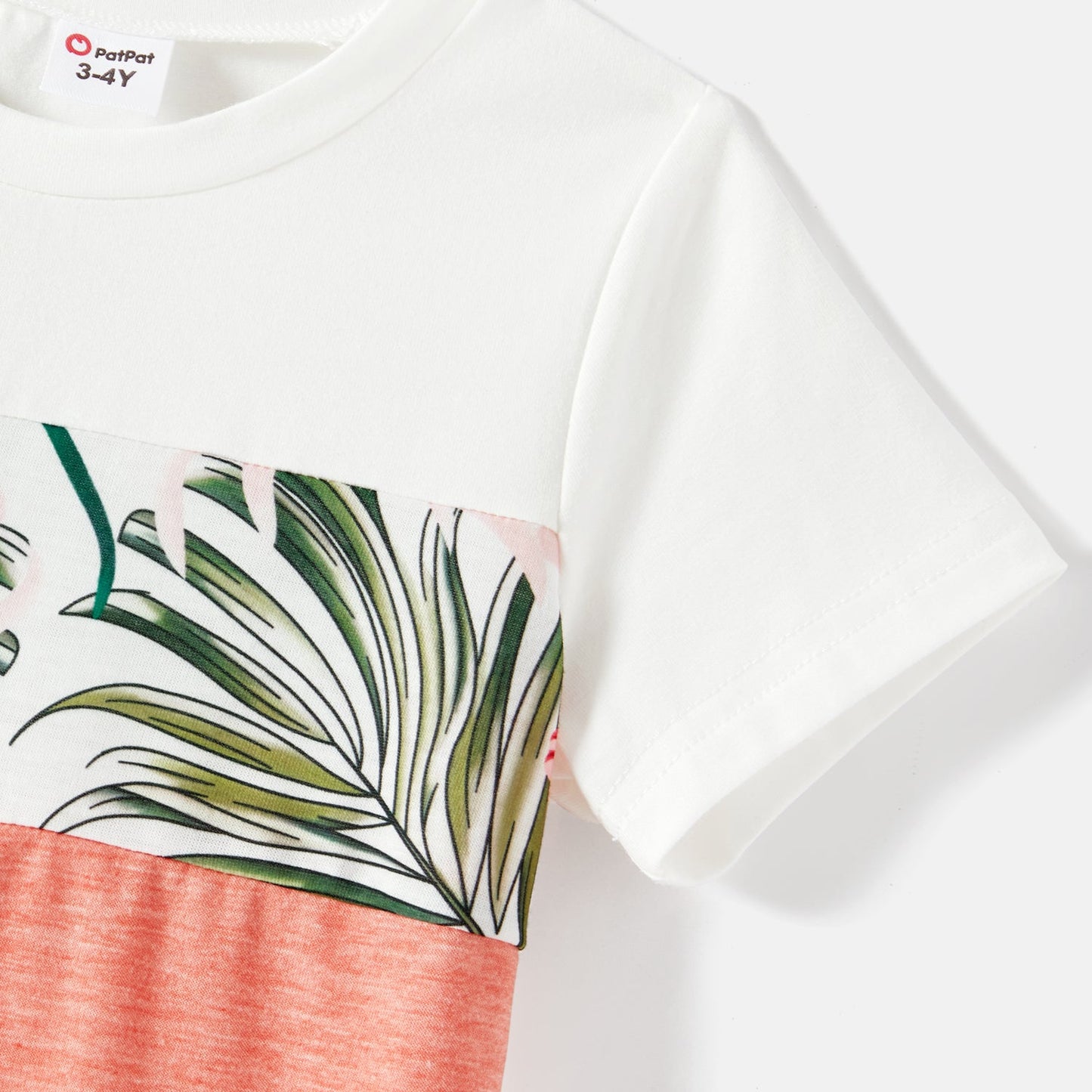 Family Matching Allover Plant Print Cami Dresses and Short-sleeve Colorblock Spliced T-shirts Sets - 20581442