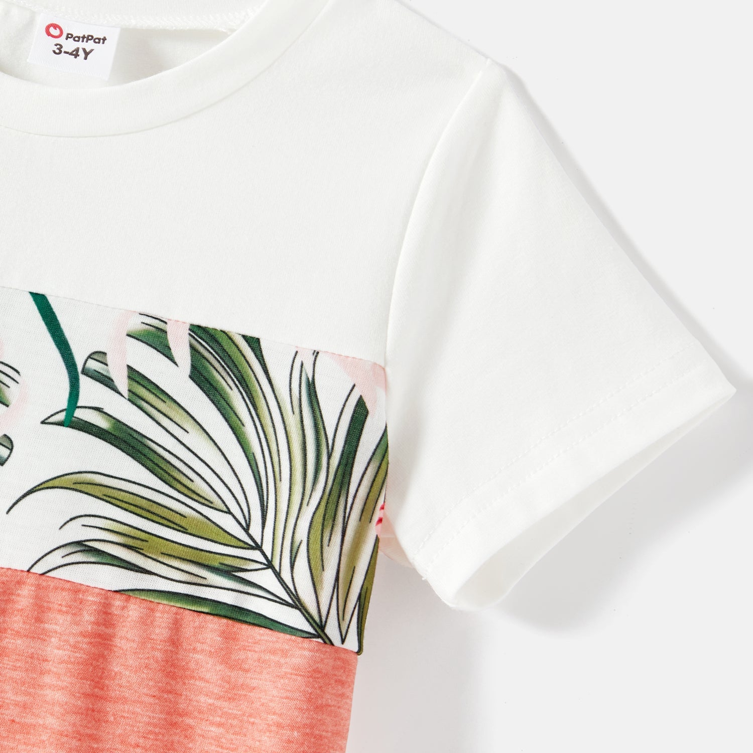 Family Matching Allover Plant Print Cami Dresses and Short-sleeve Colorblock Spliced T-shirts Sets - 20581442
