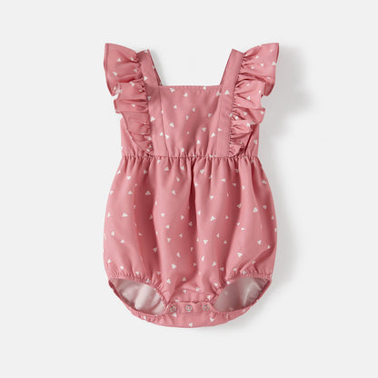 Family Matching Allover Print Strappy Dresses and Short-sleeve Striped Colorblock T-shirts Sets - 20615859