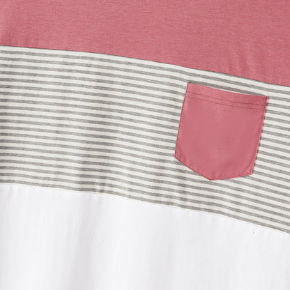 Family Matching Allover Print Strappy Dresses and Short-sleeve Striped Colorblock T-shirts Sets - 20615859