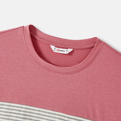 Family Matching Allover Print Strappy Dresses and Short-sleeve Striped Colorblock T-shirts Sets - 20615859