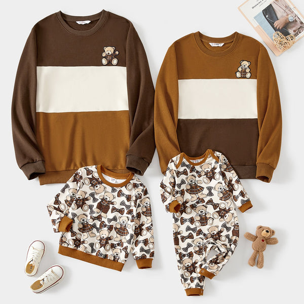 Family Matching Bear Print Knitted Tops - 20681558