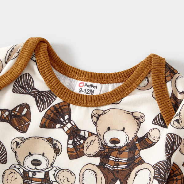 Family Matching Bear Print Knitted Tops - 20681558