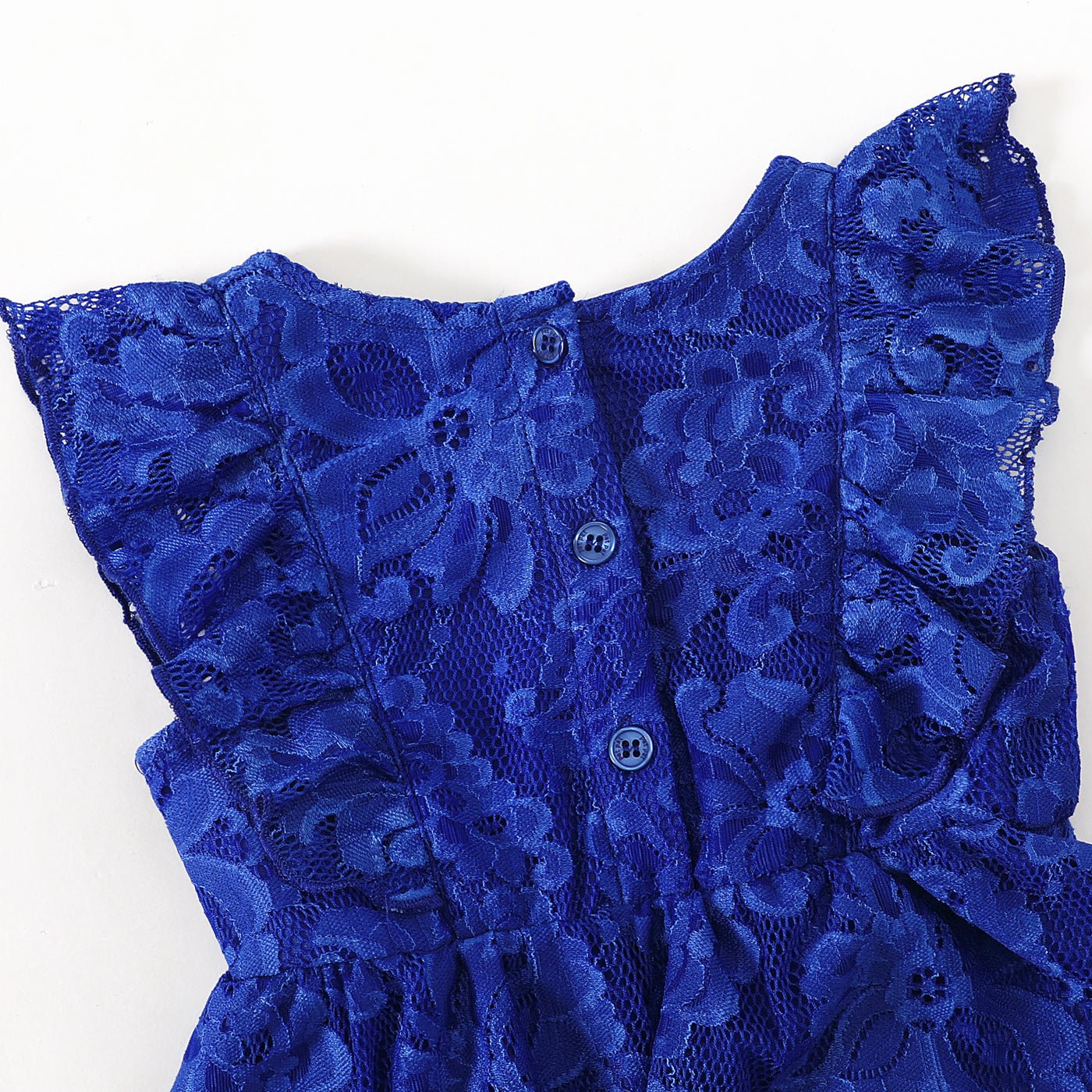 Family Matching Blue Lace Halter Sleeveless Dresses and Colorblock Short-sleeve Polo Shirts Sets - 20430252