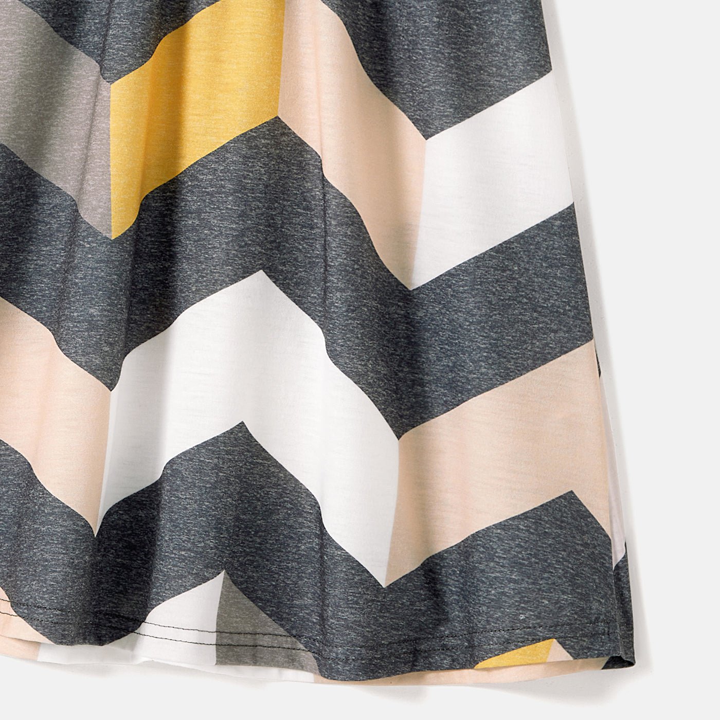 Family Matching Chevron Striped Halter Maxi Dresses and Short-sleeve Colorblock T-shirts Sets - 20551001