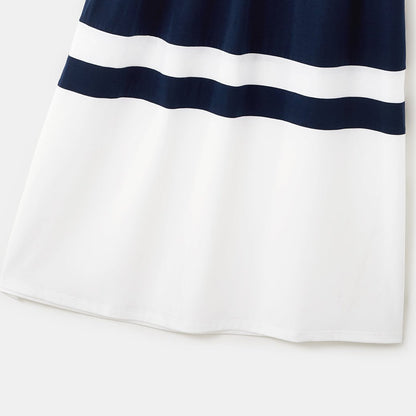Family Matching Colorblock Button Front Sleeveless Maxi Dresses and Short-sleeve T-shirts Sets - 20418965