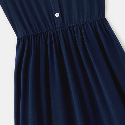 Family Matching Colorblock Button Front Sleeveless Maxi Dresses and Short-sleeve T-shirts Sets - 20418965