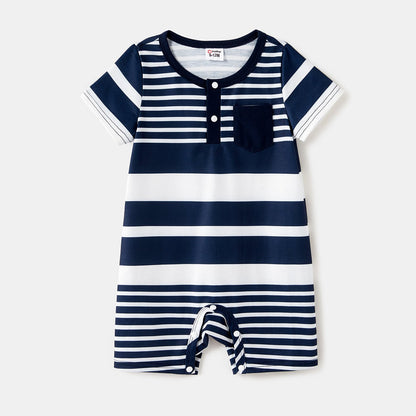 Family Matching Colorblock Button Front Sleeveless Maxi Dresses and Short-sleeve T-shirts Sets - 20418965