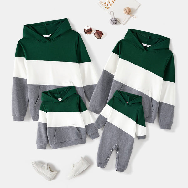 Family Matching Colorblock Long-sleeve Hoodies - 20530320