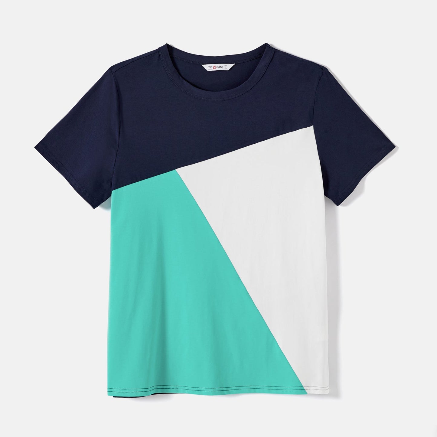 Family Matching Colorblock Sleeveless Belted Halter Dresses and T-shirts Sets - 20587165