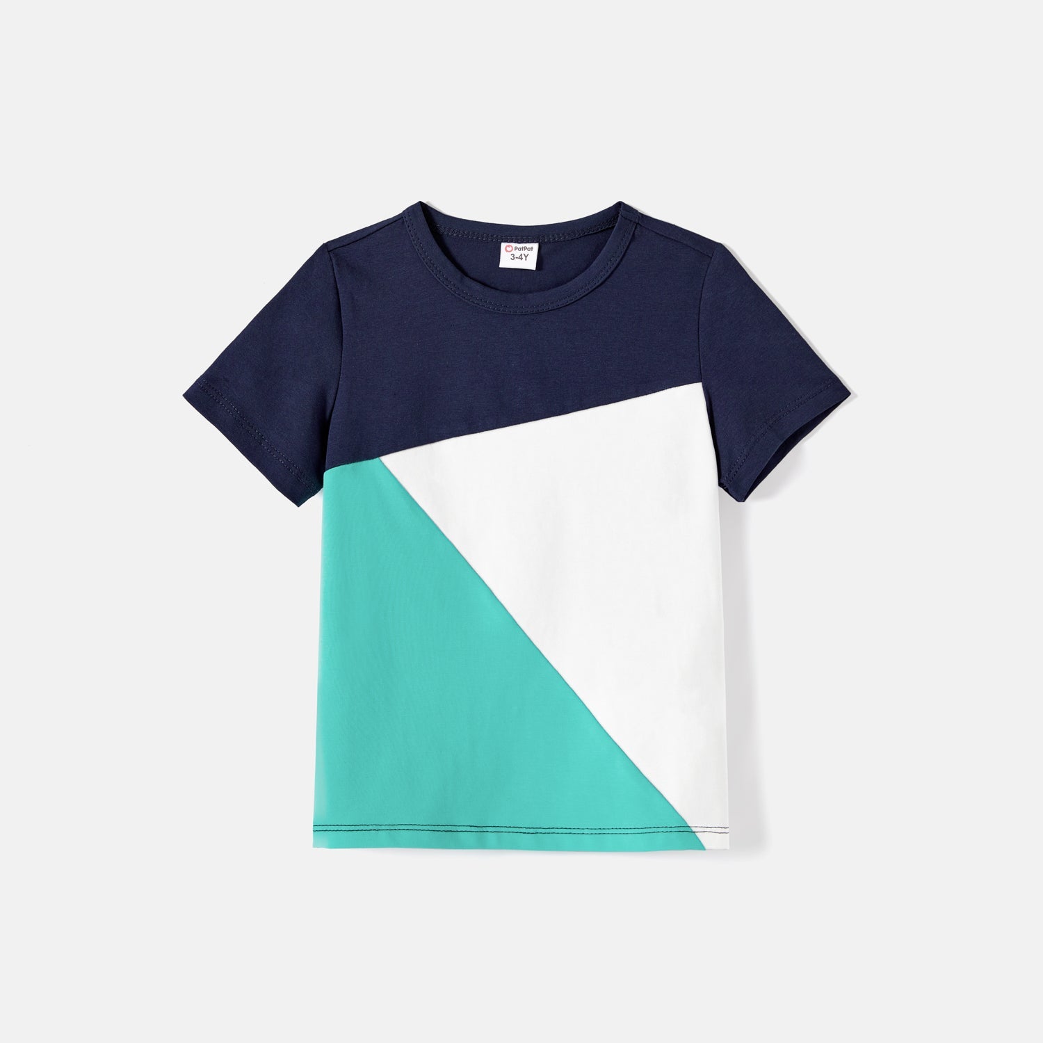 Family Matching Colorblock Sleeveless Belted Halter Dresses and T-shirts Sets - 20587165