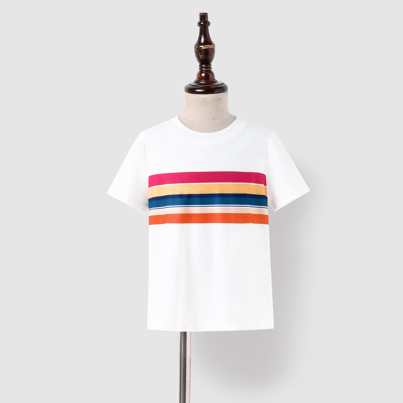 Family Matching Colorful Striped Ruffled High Low Hem Cami Dresses and Short-sleeve T-shirts Sets - 20617623