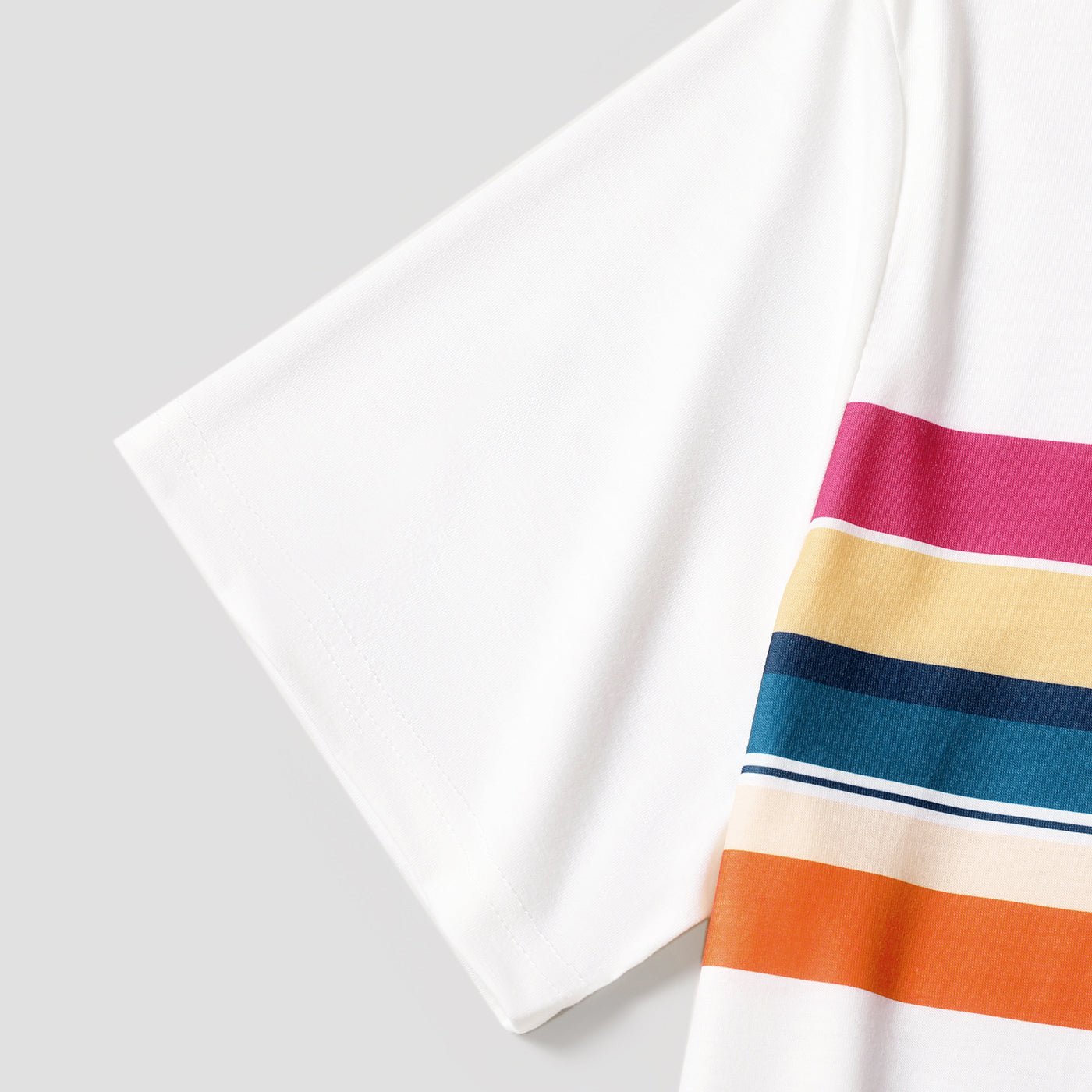 Family Matching Colorful Striped Ruffled High Low Hem Cami Dresses and Short-sleeve T-shirts Sets - 20617623